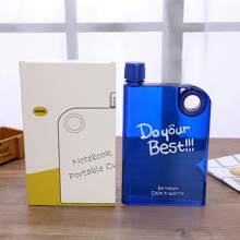 1pc Flat Water Bottle,380ml Portable Plastic Transparent Water Bottle A5 Plastic Memo Paper Travel Flask For School Activity Outdoor Gym Cycling Hiking