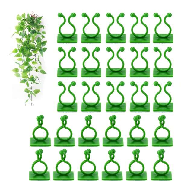 100/50/10Pcs Plant Climbing Wall Fixture Clips,Plant Fixer Invisible Wall Vines Fixing Clips Self-Adhesive Clips Plant Vine Traction For Indoor Decoration And Cable Wire Fixing (Green)