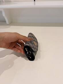 新款女式 PU 花卉印花图案小翻盖钥匙包奢华复古简约欧式美式风格便捷手提包礼品迷你钱包女式钱包 - 黑色 - 查看 8