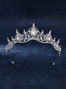 1pc Elegant Princess Headdress Fashion Headband Crown Tiara, Rhinestone Alloy Bridal Crown For Women Costume, Party, Wedding, Photography Accessory