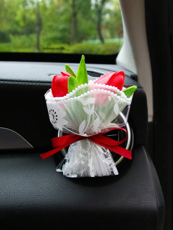Artificial Carnation Mini Bouquet Decor - Suitable For Decorating Car Air Vent, Air Conditioner, Wedding, Valentine's Day, Thanksgiving, Christmas, Great Gift For Lover, Girlfriend, Romantic Confession, Birthday Party