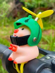 1pc Pink Pig With Helmet Creative Personalized Motorcycle Decoration, Elastic Band Suitable For Most Motorcycles And Bikes, Cute Pig Head Motorcycle/Bicycle Handlebar Decoration, Creative Personalized Gift, Fashionable Helmet Pig, Motorcycle Accessory