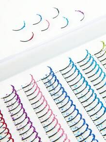 Extensiones de pestañas postizas individuales de 12 filas con 240 mechones de aspecto wispy, efecto volumen ruso multicolor natural, calibre 0.07D, rizado C, longitud de 10-16mm
