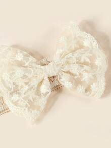 1 diadema elástica de encaje para bebé recién nacido, color beige cálido, súper fina y minimalista, versátil para varias fiestas y reuniones - Beis - Ver 3
