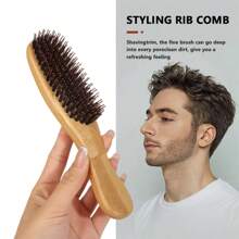 2 In 1 Bamboo Hair Brush Kit, Bamboo Wood Comb Paddle Detangling Hairbrush And Boar Bristles Brush For Women Men, Thick/Thin/Curly/Dry Hair