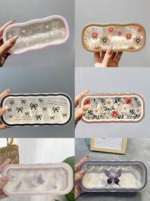 1 pièce Étui à lunettes à motif fleur, papillon et nœud, monture de lunettes transparente et résistante aux chocs. Boîte de rangement pour lunettes de mode pour hommes et femmes et bijoux, en matériau plastique, ouverture et fermeture magnétiques, grand espace convenant à toutes sortes de lunettes de soleil. Fournitures de stockage idéales.