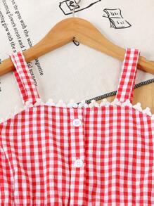 2 pezzi set di canotta e pantaloncini per bambine, con ricamo floreale e maniche con volant, abbigliamento estivo casual di moda