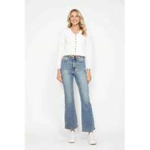 Full Size Tummy Control Back Embroidered Pocketed Bootcut Jeans Plus Size