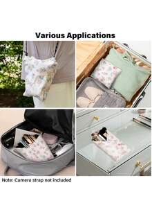 Self-Adhesive Magic Fabric Cosmetic Bag, Portable Protective Makeup Pouch, Camera Lens Protector, Fashionable Travel Storage Bag, Suitable For Beauty Essentials, Travel, Gifts And Daily Use Make Up Bag - Blue - View 9