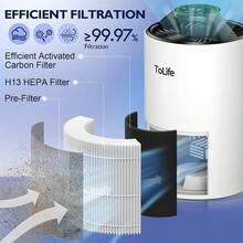 ToLife Air Purifiers For Bedroom Home, HEPA 13 Air Purifier With Aromatherapy For Better Sleep, Air Cleaner Filter 99.97% Smoke, Allergies, Pet Dander, Odor, Dust, Office, Desktop (White Air Purifier) - 查看 4