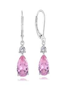 2pcs Jewelry Silver Luxurious Teardrop Cubic Zirconia Ear Clips Pendant Earrings - Elegant Women's Long Luxury Glamorous Alluring Sparkly Zirconia Gem Drop Dangle Earrings - Teardrop Stone Earrings - View 15