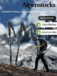 Adjustable Aluminum Alloy Trekking Pole With Comfortable Rubber Grip - Twist Lock, Shock Absorbing Hiking Stick, Not Including Firestone, Outdoor Gear | Ergonomic Grip Handle | Textured Grip, Hiking Accessories - Multicolor - View 10