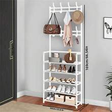 1 Multi-Layer Shoe & Hat Rack, Compact Assembly Design, Multifunctional Storage Cabinet, Space-Saving For Shoes, Bags, Misc. Items & Umbrellas - Multicolor - View 2