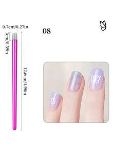 Juego de herramientas de arte de uñas que incluye sello, bolígrafo de graffiti, placa de estampado con diseños de flores, líneas, corazones y mariposas, bolígrafo punteador para decoración de uñas DIY - Rosa Fucsia - Ver 16