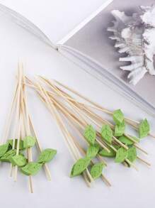 Green Leaf Cocktailspieße – 100 Stücke dekorative Bambus-Zahnstocher, Bambus-Cocktailspieße, Party-Zahnstocher, dekorative Obstspieße, Vorspeisenspieße, Essensstäbchen, tropische Partydekoration, 4,7 Zoll Partyspieße für Obst, Vorspeisen, Essensgarnitur, ideal für tropische Themen-, Hochzeit- und Hawaii-Partys