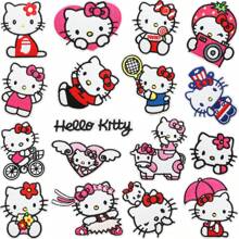 Sanrio Sanrio 1/17pcs Kt Cat Embroidered Cartoon Applique,Sewing Embroidery Applique Repair Patch DIY Crafts For Clothing Jacket Jeans Pants Dress Backpack Hat Decoration Gift