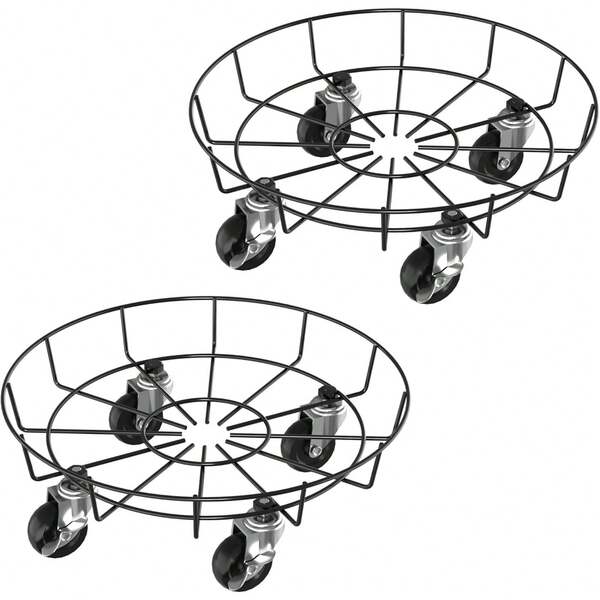 TATIVALO Pflanzenroller Outdoor Ø32cm Rund Pflanzen Untersetzer mit 360° Drehbare Rollen Blumen Rollbrett bis 150KG Gefäßroller für Sonnenschirmständer, Mülleimer, Regentonne, Pflanzentopf (Type C)