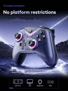 PHILIPS 飞利浦 DLK5070 蓝牙游戏控制器，双霍尔机械按键，3 级震动调节，高游戏体验，兼容 Switch、PC、无线移动游戏、电视、电子竞技，6 轴运动感应，可拆卸面罩