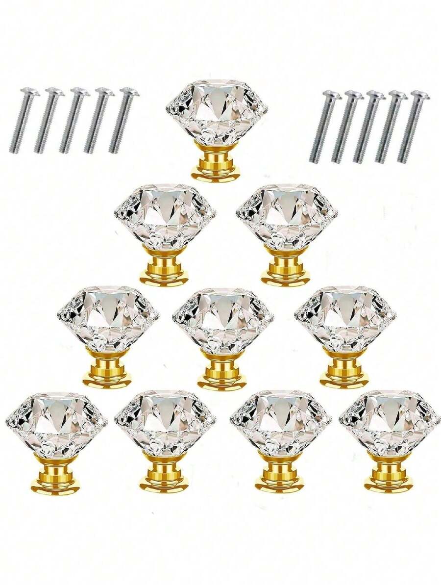 10/5/1pc Drawer Knobs With Screws Diamond Shaped Acrylic 30mm Cabinet Knobs Pull Handles