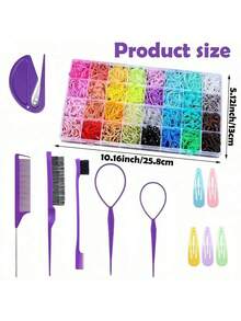24 Colors Small Hair Rubber Bands With 6 Hair Styling Tools, 1800 Pcs Elastic Girl Baby Hair Ties Mini Hair Bands With Hair Elastic Cutter Hair Accessories,Cute Headwear With Diverse Hair Loops, Collection For Daily Use - Multicolor - View 8