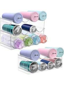 Estante apilable de plástico para botellas de agua, organizador de almacenamiento de alimentos para gabinete de cocina, refrigerador, sostiene botellas de hasta 40 onzas