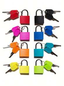 Set de 3/8 candados compactos de plástico coloridos con llaves. Candados pequeños con llave para equipaje, diseño cuadrado multicolor moderno, ideal para taquillas, pequeños almacenamientos y proyectos DIY durante todo el año.