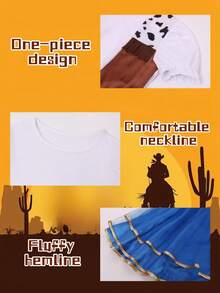 Disfraz de vaquera para niñas, conjunto de vaquera occidental para niños con sombrero, disfraz de vaquera para niñas para Halloween, cumpleaños, fiesta de Navidad y disfraz - Ver 4