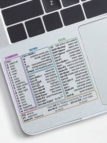 1pc Transparent Laptop Excel Shortcut Sticker, Convenient Quick Reference, Good Office Assistant, Easy To Stick, 3.93*3.54 Inch