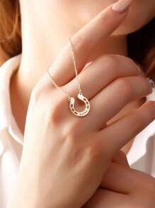 Collar de acero inoxidable con herradura personalizada, collares antidecoloración chapados en oro de 18k y color plateado para mujeres, joyería de boda personalizada estética, accesorios de vacaciones, regalo para mamá/hija/mejor amiga