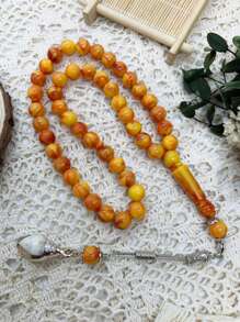 45pcs Acrylic Imitated Resin Shell Pendant Prayer Beads, Suitable For Daily Use Necklace, Bracelet, Tasbih