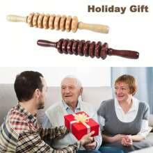 قطعة واحدة من دافع التدليك الخشبي مع مقابض مضادة للانزلاق وعجلات مؤشرة- مصمم لعشاق اللياقة البدنية لاستهداف الذراعين والساقين والأفخاذ والأرداف والظهر، ملحقات صالة الألعاب الرياضية