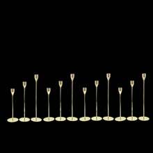3pcs Set Simulated Gold Candle Holders, Smooth Glossy Finish, Column Shape With Candle Holder Top, Slim Stem, And Round Base, For Candle Placement, Creating Ambiance, Home Decor, Candlelight Dinner, Wedding, Anniversary