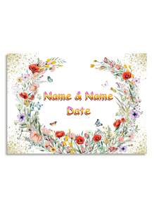 1pc Customized Name & Date Floral & Butterfly Engagement Wedding Photography Backdrop, Wedding Celebration Party Decorations