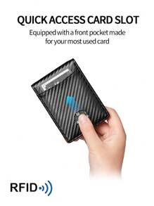 Ultra-Thin Wallet For Men, Premium RFID Blocking Bifold Leather Wallet, Stainless Steel Money Clip, Gift For Men, Solid Color Anti-Theft Synthetic Leather