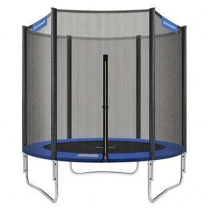 Trampolin Ø 183 cm, rundes Gartentrampolin mit Sicherheitsnetz und gepolsterten Stangen, Sicherheitsabdeckung, sicher, Outdoor,Pink