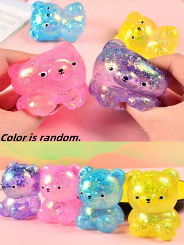 1pc OPP Pack, Malt Sugar Cute Bear Slow Rebound Squeezy Toy, Squeeze Bear Stress Relief Ball Toy (Random Color)