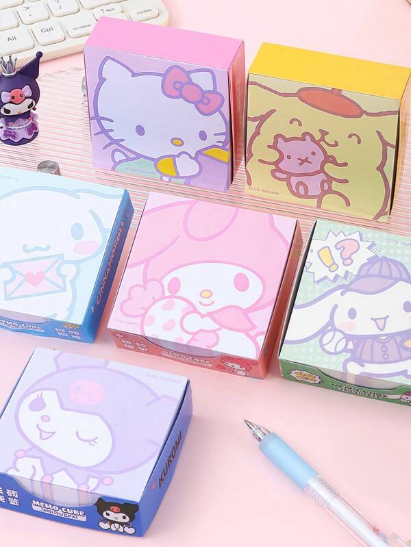 sanrio1 no use 50 Pcs/250 Pcs/500 Pcs Kukumi, Memeti Cute Paper Brick Sticky Notes, Multiple Colors And Patterns Random, Tearable Notebook, Small And Convenient, Random Tearable, Creative Quality Student Message Stickers, Beautiful Party Planning Sticker
