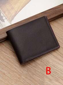 1 Stück modische Herren Geldbörse aus Echtleder in Einfarbig, im Vintage europäischen und amerikanischen Stil multifunktionale Bifold Brieftasche, lässiger Kartenetui