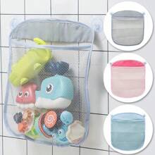 1pc Cute Cartoon Colorful Suction Cup Net Bag, Bathroom Storage Organizer Mesh Hanging Bag For Bathtub, Shower, Dorm