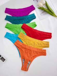 7pcs/Set Women Sexy High Waist Seamless Leopard Print Thong Panties - Multicolor - View 5