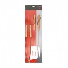 Well Home Set de herramientas para barbacoa de acero cromado con mango de madera.Envió gratis 24/72h. - Gris - Ver 4