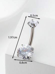 4 قطع أقراط سرة من الفولاذ المقاوم للصدأ المرصعة بالراين ستون، مجوهرات بسيطة لثقب البطن للنساء