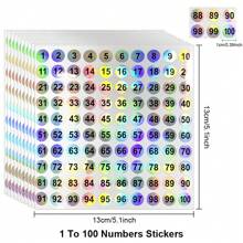 10 peças/conjunto de adesivos holográficos redondos refletivos de 1 a 1000 números, adesivos de rótulos para frascos de esmalte, marcadores autoadesivos para decoração faça você mesmo, materiais escolares, volta às aulas