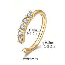 1 pieza Anillo falso de septo de cobre de moda incrustado con cubic zirconia brillante, joyería de lujo para uso diario sin perforación