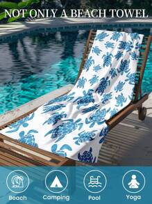 1pc Printed Beach Towel, Turtle Pattern Swim Towel, Bath Towel, Fashion Style Beach Towel, Super Absorbent Bath Towel For Bathroom, Swimming, Fitness, Yoga, Soft And Comfortable Microfiber Towel, Lightweight And Portable, Wind And Sun Protection, Sandproof For Summer Travel, Vacation Holiday Bathroom Decor, Recommend Regular Sizes And Larger Sizes, (35*75cm Small Size Towel,150cm Or Above Recommended)