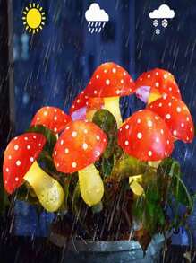 A Set Of Solar Powered Mushroom Lawn Lights, 12 Outdoor Garden Decorative Landscape Lights, , IP65 Waterproof, 8 Lighting Modes, Outdoor Path And Courtyard Decoration, Suitable For Camping, Festivals And Landscape Design, Colorful Mushroom Lights | Durable Plastic Material, Solar Garden Decoration