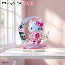 Sanrio Impresión plana en 2D, 1 pieza, decoración de sobremesa pequeña de Hello Kitty con luna plateada y mariposa de estilo art decó de Sanrio, perfecta para el comedor, la cocina, la sala de estar, el hogar y los regalos, recuerdos de fiesta, decoraciones de fiesta, regalos navideños, regalos de cumpleaños, de vuelta a la escuela