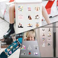 55PCS Sports Yoga Stickers Vinyl Aesthetics Motivational Stickers Scrapbook, Journaling, Laptop, Bumper, Skateboard, Water Bottles, Computer, Phone, Cartoon, Hard Hat, Car Stickers - Multicolor - View 7