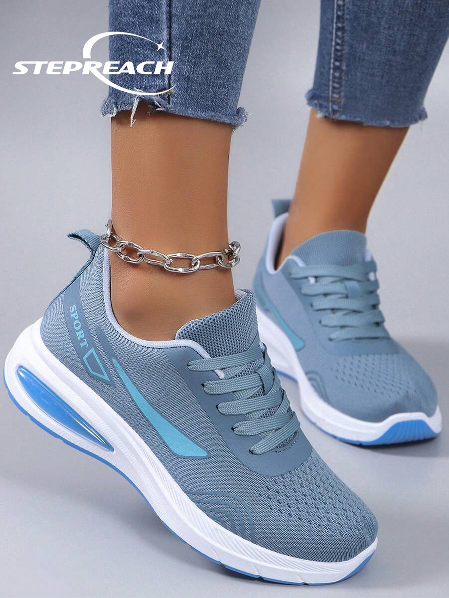 STEPREACH Giày thể thao nữ thời trang thu đông 2025 thoáng khí nhẹ chống trượt bền bỉ, giày thể thao đế bằng cho mùa thu và xuân - Màu xanh lam - Xem 1