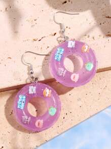 1 Pair Of Creative & Cute Mini Blue Swimming Ring Earrings For Women, Beach/Vacation Jewelry